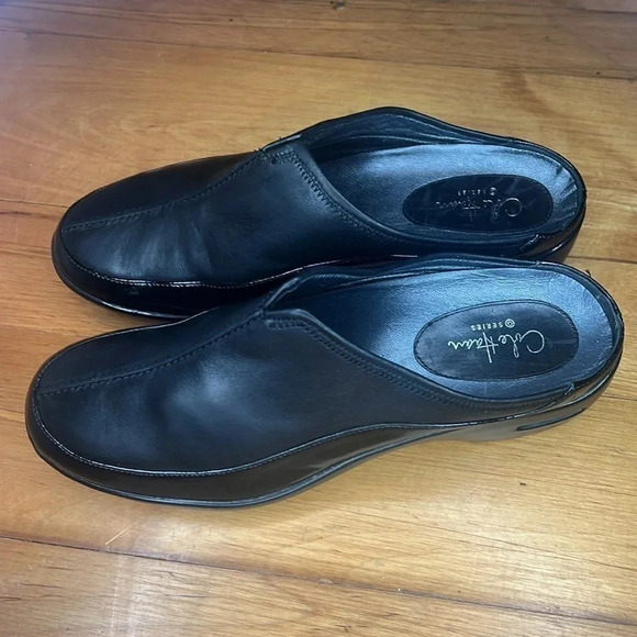 Cole Haan Mule Wedge Patent Leather Split Toe Slip-on Air Cushioning Black 7.5B - Picture 2 of 7